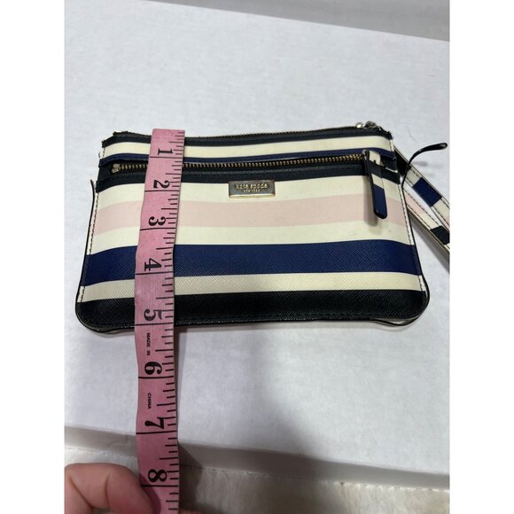 Kate Spade Tinie Laurel Way Cruise stripe pink blue wallet wristlet - Picture 6 of 7